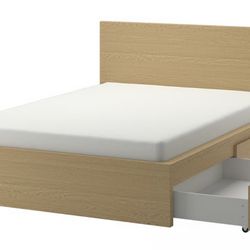 IKEA MALM Queen Bed Frame w/ 2 Storage Drawers
