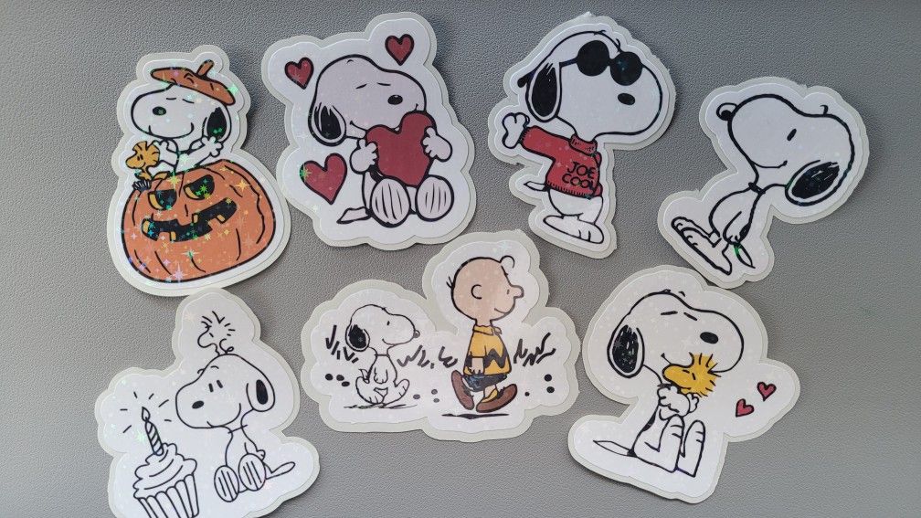 Joe Cool Camp Snoopy Holographic Stickers Set Free shipping
