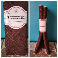 2 Pcs. NEW Reversible Microfiber Dish Drying MATS