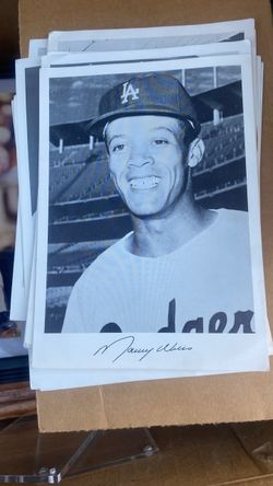 Maury Wills LA Dodgers Vintage B&W Photo Print