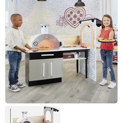 IN 1 CART 8 Little Tikes Real Wood Pizza Restaurant Wooden Play Kitchen Cook and Serve wi...