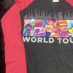 Girls Trolls World Tour Long Sleeve Graphic T-Shirt - Gray/Pink XL 14/16