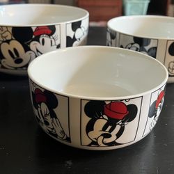 3 Mickey And Minnie Bowl Set