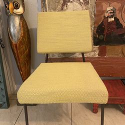 West Elm retro style wire frame yelow chair, antique brass