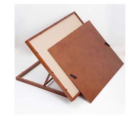 Wood puzzle board/easel (dark brown wood, rotates, tilts)