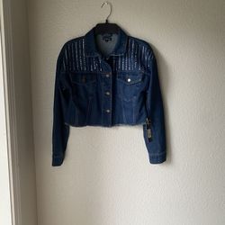 Brand New Woman’s Bebe brand Blue Denim Jacket Up For Sale 