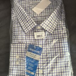 Haggar Tall Wrinkle Free Classic Fit Dress Shirt Size Neck 20 Sleeve 35/36