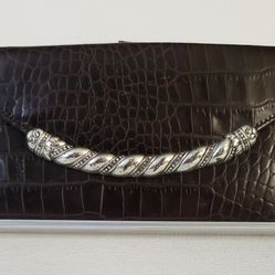 Brighton Brown Leather Croc Bifold Wallet