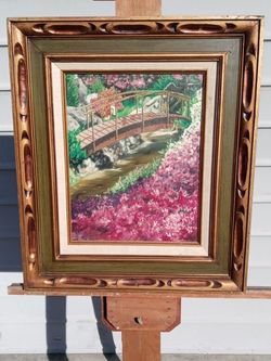 Oil Painting Bridge Over Stream