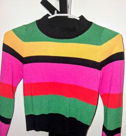 Multicolor Striped Knit Crop Sweater
