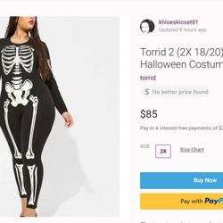 PLUS Size 2x (18-20) Skeleton Bodysuit By Torrid!
