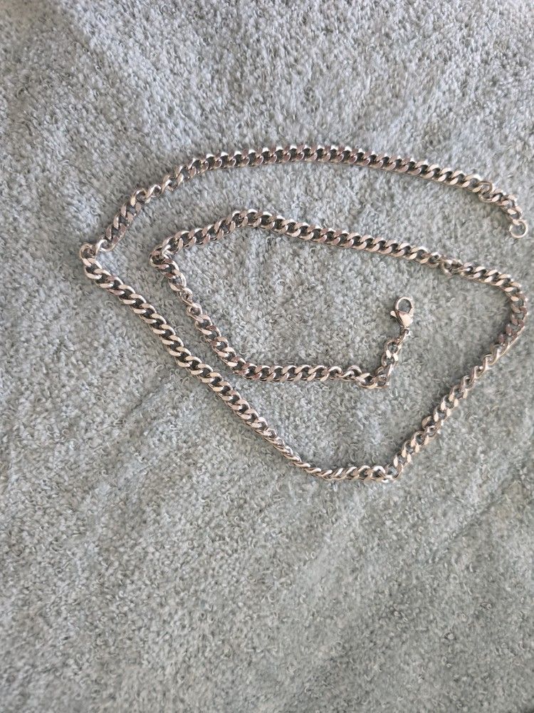 Silver Cuban Necklace 22 Inch