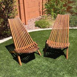 Pair Of Folding Melino Wooden Outdoor Chairs 