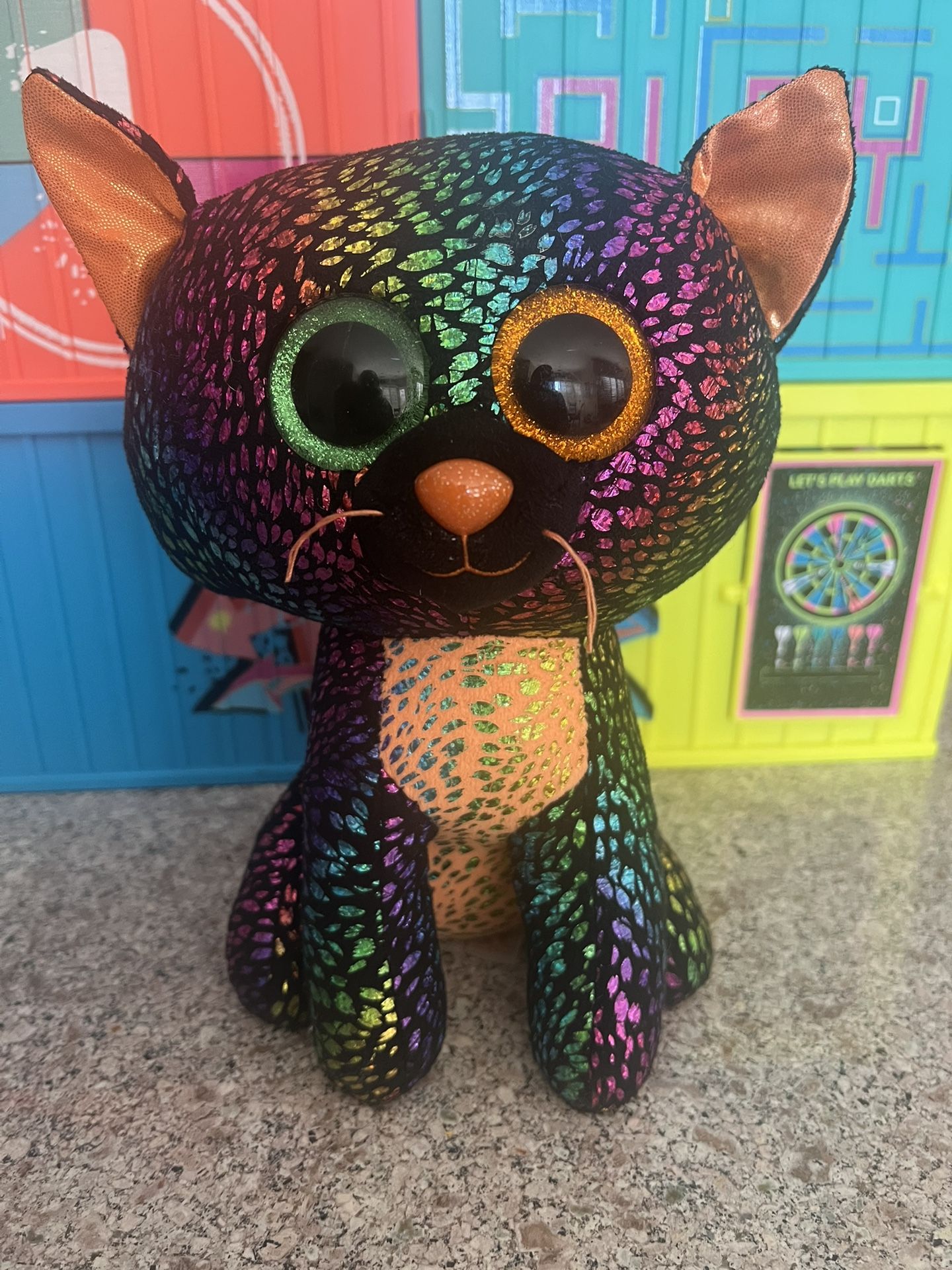 TY BEANIE BOOS 9 INCH “ SPELLBOUND” MULTI COLORED CAT