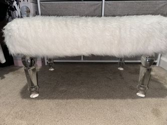 Faux Fur Accent Ottoman