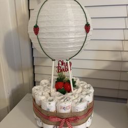 Strawberry Hot Air Balloon Diaper Cake Baby ShowerGift