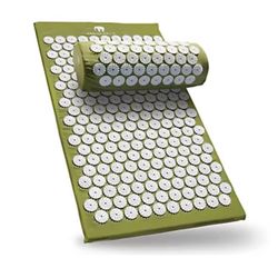 Bed of Nails Acupressure Pillow and Mat Set Green Never Used