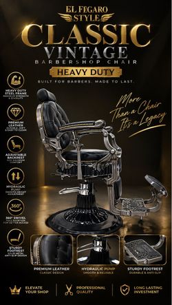 Classic Vintage Heavy Duty Barber Chair – Premium Leather