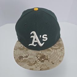 Oakland Athletics 2015 Memorial Day Hat New Era 59fifty Size 7 1/8 MLB Camo