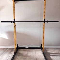 Squat Rack, Cap Barbell, Rubber Plates 