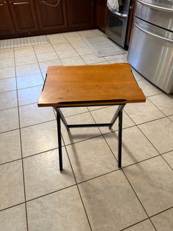 Folding TV Tray Table Wood Top