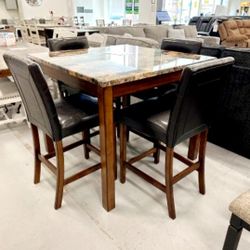 V1D14* Counter Height Dining Table and Bar Stools (set of 5) * Brand New * In Stock*P a y  E a s i l y👉GetNowWith$50PayLater