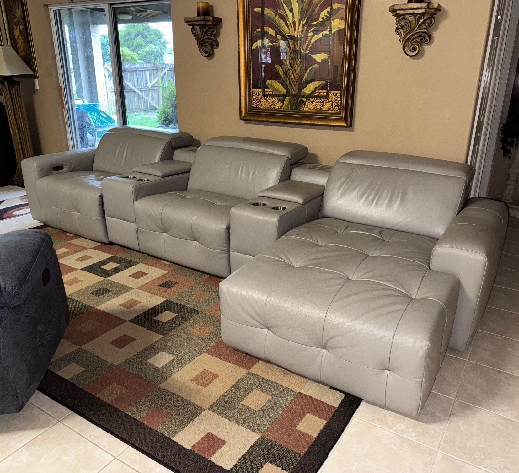 Modern MAN-CAVE Leather Electric Sectional.