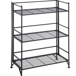 Convenience Concepts Designs2Go X-Tra Storage 3-Tier Wide Folding Metal Shelf, Black

