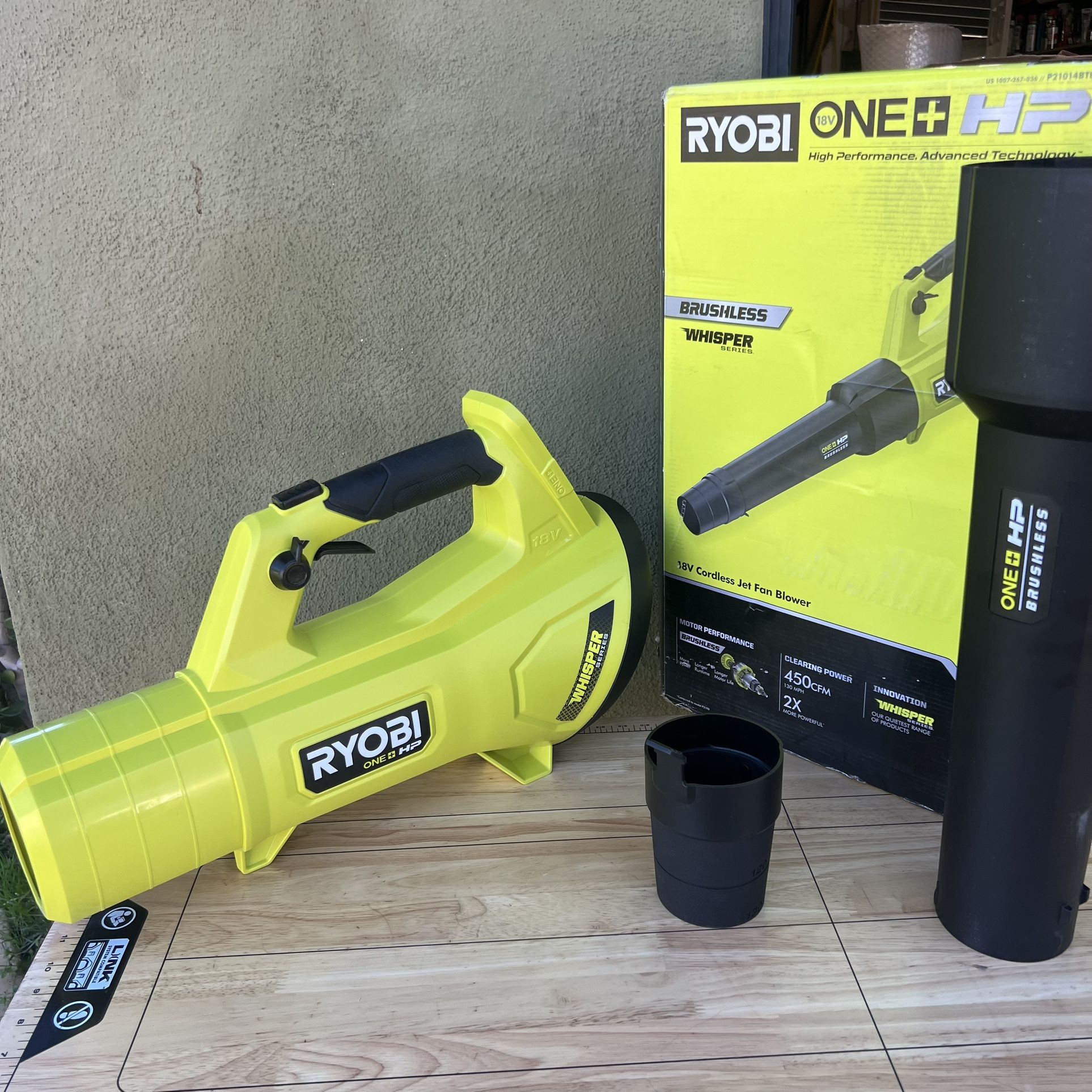 RYOBI ONE+ HP 18V Brushless Whisper Series 130 MPH 450 CFM Cordless Battery Leaf Blower (Tool Only)