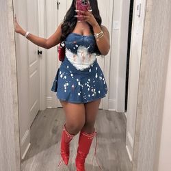 one piece skirt demin