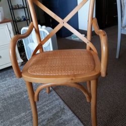 Solid Wood Chair With Cane Seat.