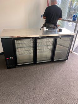Black Counter Height Narrow Glass Door Back Bar Refrigerator with LED Lighting
