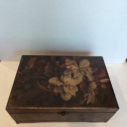 Decorative Wood Box with Magnolia On Top