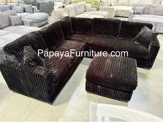 New! Black Couch, Plush Sectional, Black Sectional And Ottoman, Corduroy Sectional, Black Corduroy Couch, Sofa, Sectionals, Fluffy Sofa And Ottoman