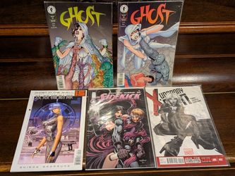 5 comic books. Ghost Dark Horse Comics,  Ghost In the Shell Human Error Processor Dark Horse Manga Masamune, Sidekick Straczinski Mandrake, etc. All e