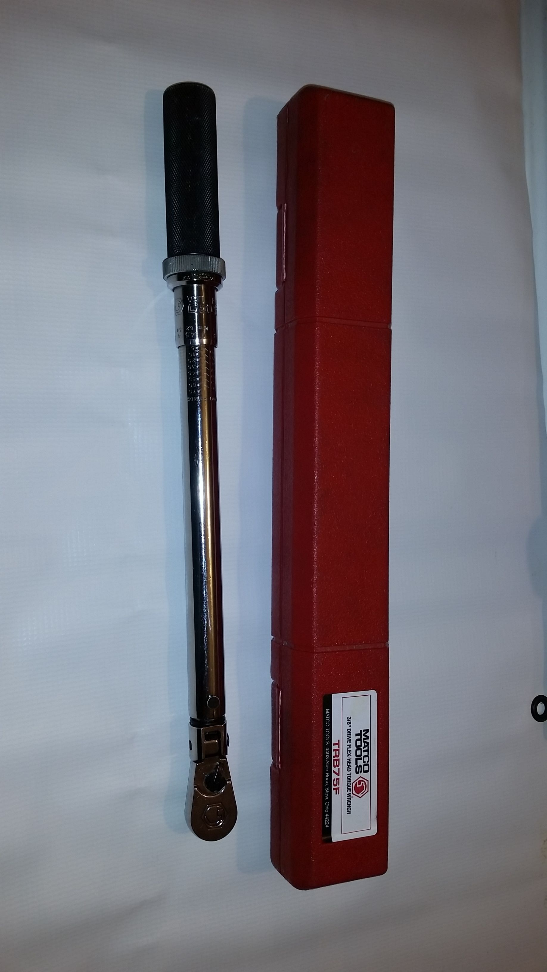 MATCO TOOLS TRB75F 3/8" drive flex head torque wrench 15-75 ft lbs