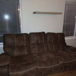 2-Piece Reclining Sofa and Loveseat Set, Brown