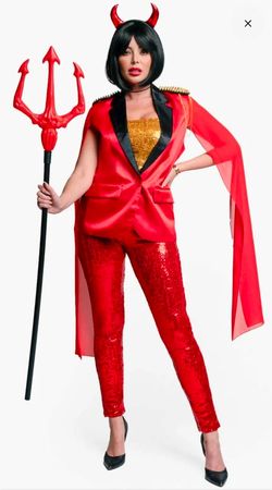 Women costume devil glitter set 4 pcs halloween costume