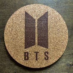BTS Logo Laser Engraved Cork Coaster #2