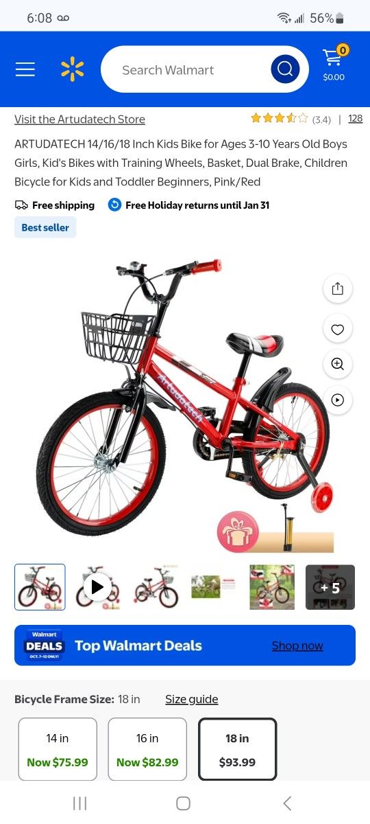 ARTUDATECH 18 Inch Kids Bike $65