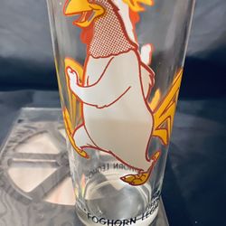 Vintage 1973 RARE 16oz Brockway Pepsi Looney Tunes Foghorn Leghorn Glass Black Writing