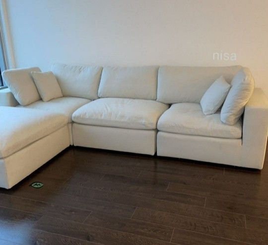 SERENE LINEN DELUXE MODULAR DOWN FILLED CLOUD-LIKE COMFORT OVERSTUFFED 119" SOFA