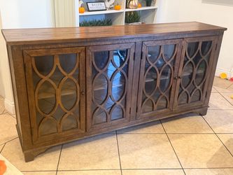 Wood Sideboard Buffet Cabinet with Glass Doors