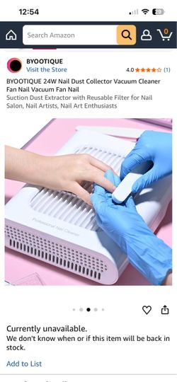 BYOOTIQUE 24W Nail Dust Collector Vacuum Cleaner Fan Nail Vacuum Fan Nail Suction Dust Extractor with Reusable Filter for Nail Salon, Nail Artists, Na
