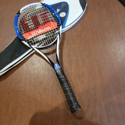 New Wilson K Factor Pro Six 100 Tennis Racket 4 3/8 Grip Strung with Cover NWT.
Brand new with tag. UPC 79.
Product Details:
• Brand: Wil
