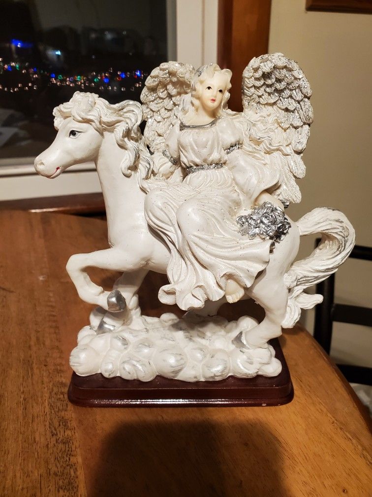 Guardian Angel On White Horse