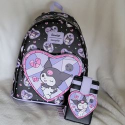 Loungefly Sanrio Kuromi backpack and cardholder