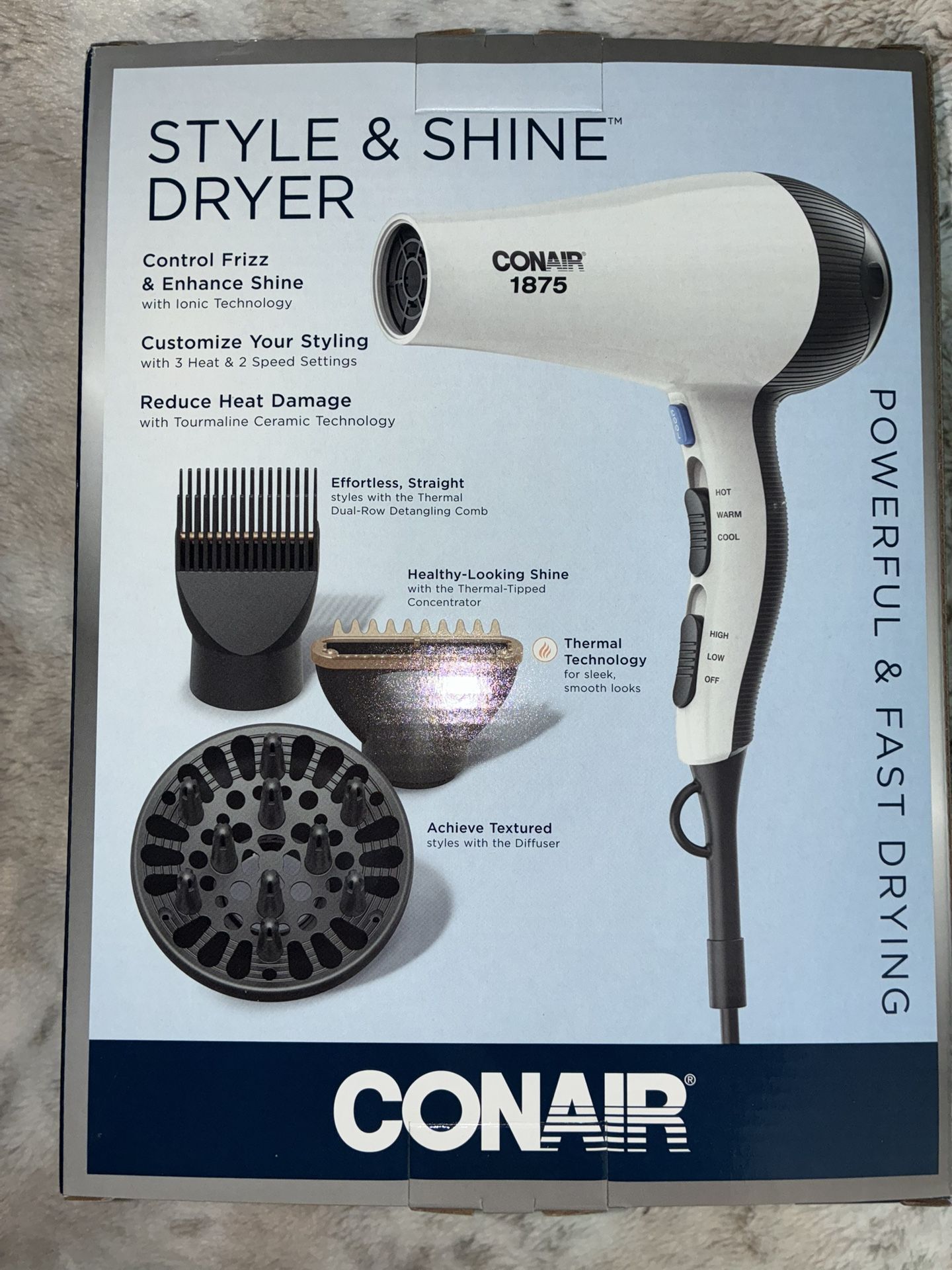 Style & Shine Hair Dryer - White and Black