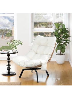 Comfy white swivel lounge chair