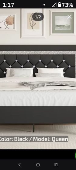 Black n silver bling platform bed frame new in box